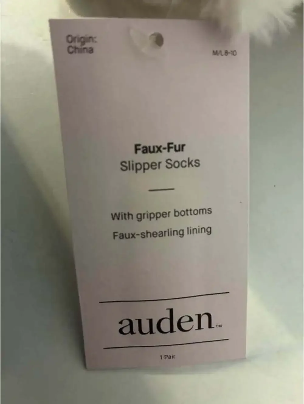 Auden Faux-Fur Slipper Socks and Quilted Eye Mask Set